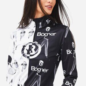 Womens Bogner Beline1 Black White Retro Photo Ski 1/4 Zip First Layer Top 8